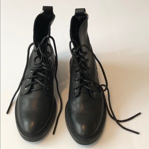 Dolce Vita Black Leather Combat Boots 8